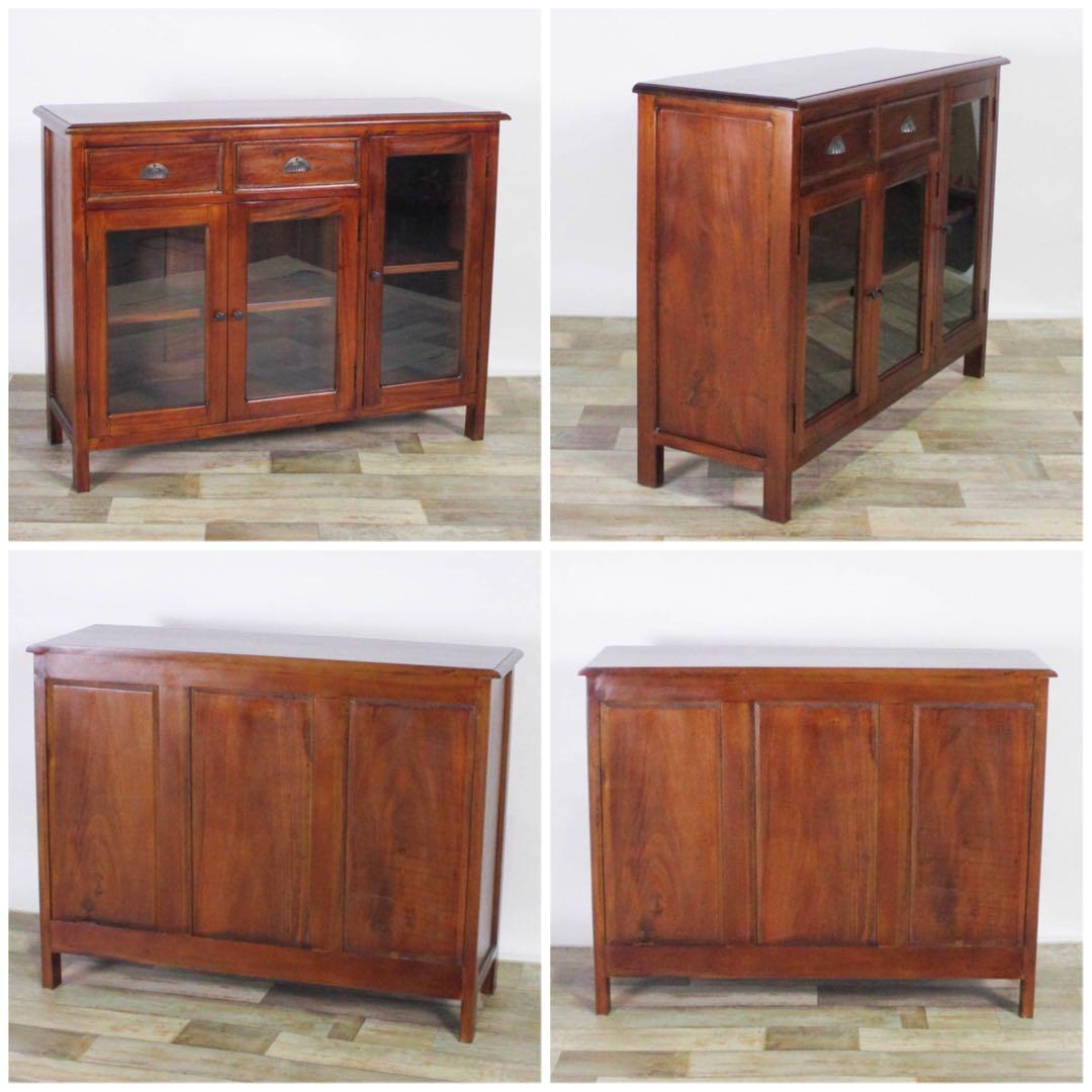 D 新品 アジアン キャビネット アンティーク カントリー 本棚 食器棚 飾り棚