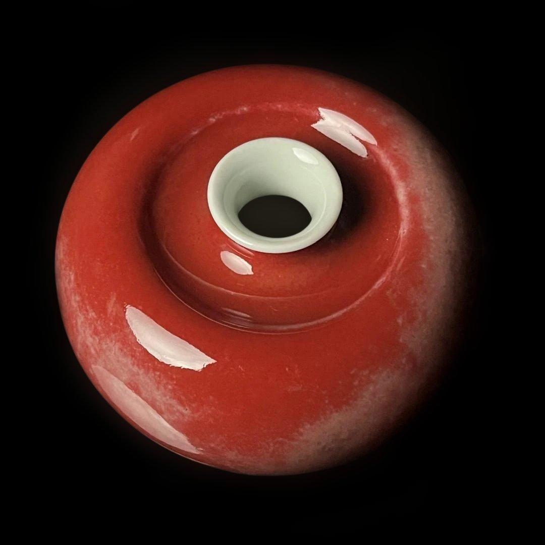 唐物 缸豆紅釉蘋果尊 大清康煕年製 款 中国古玩 美術 SH96