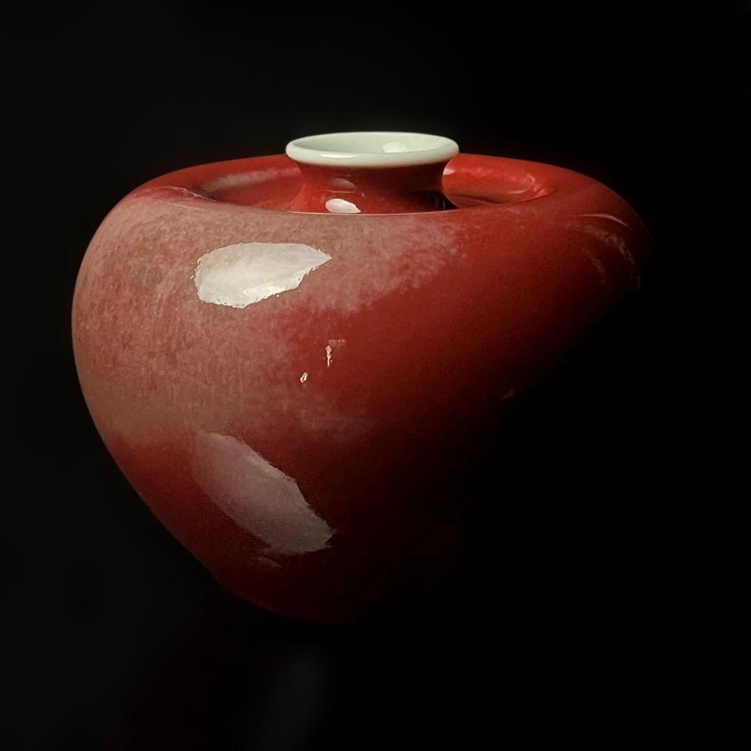 唐物 缸豆紅釉蘋果尊 大清康煕年製 款 中国古玩 美術 SH96