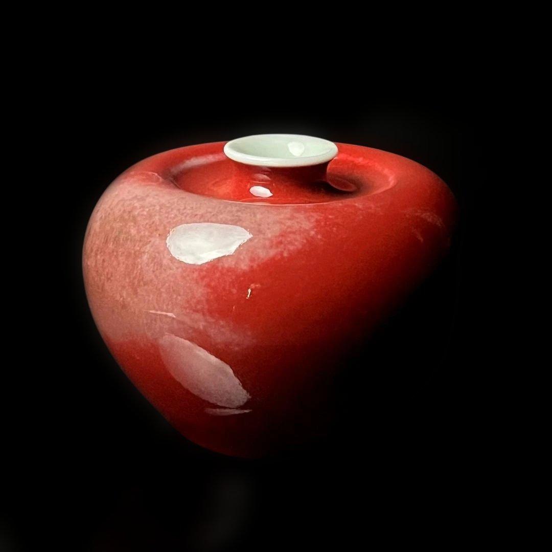 唐物 缸豆紅釉蘋果尊 大清康煕年製 款 中国古玩 美術 SH96