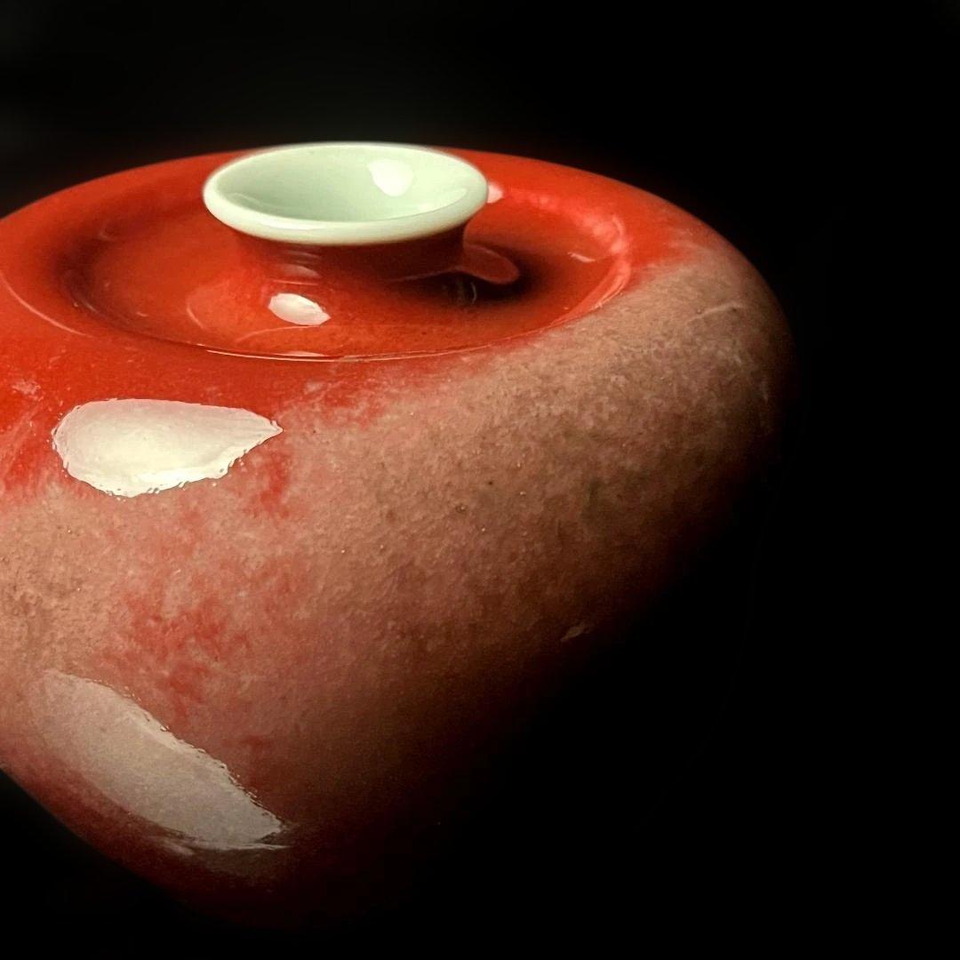 唐物 缸豆紅釉蘋果尊 大清康煕年製 款 中国古玩 美術 SH96