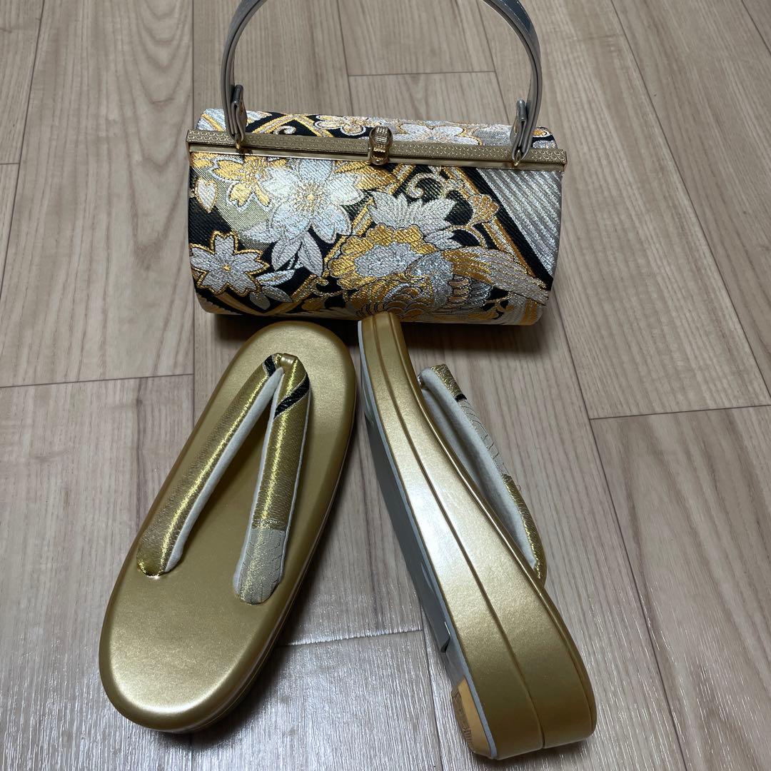 和装用バッグとゴールド草履のセット