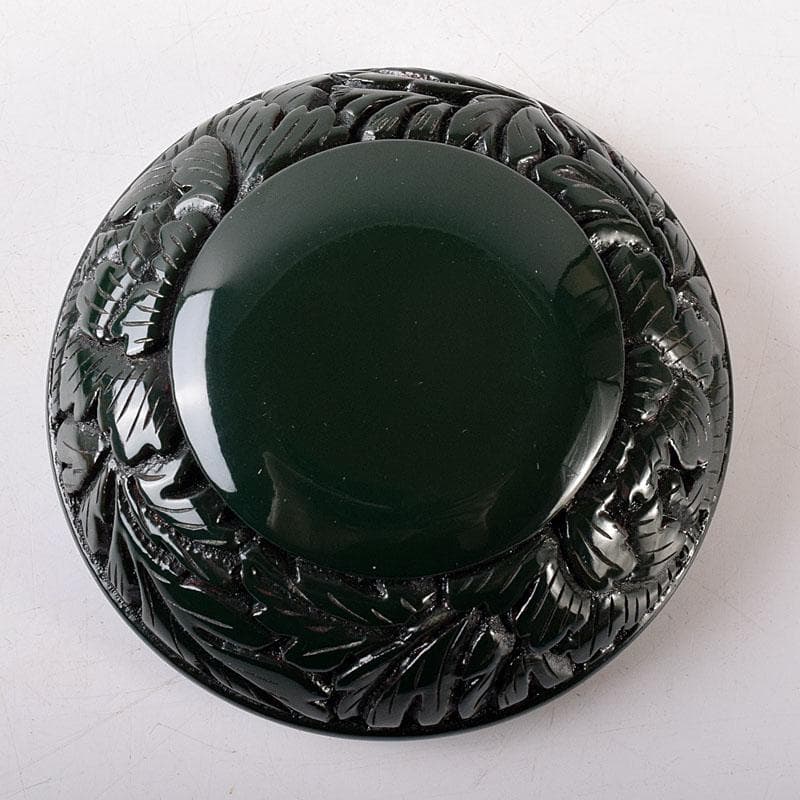 茶道具　村上堆朱　伝統工芸士　三野原晃一作　堆緑　香合　共布共箱　V　8191