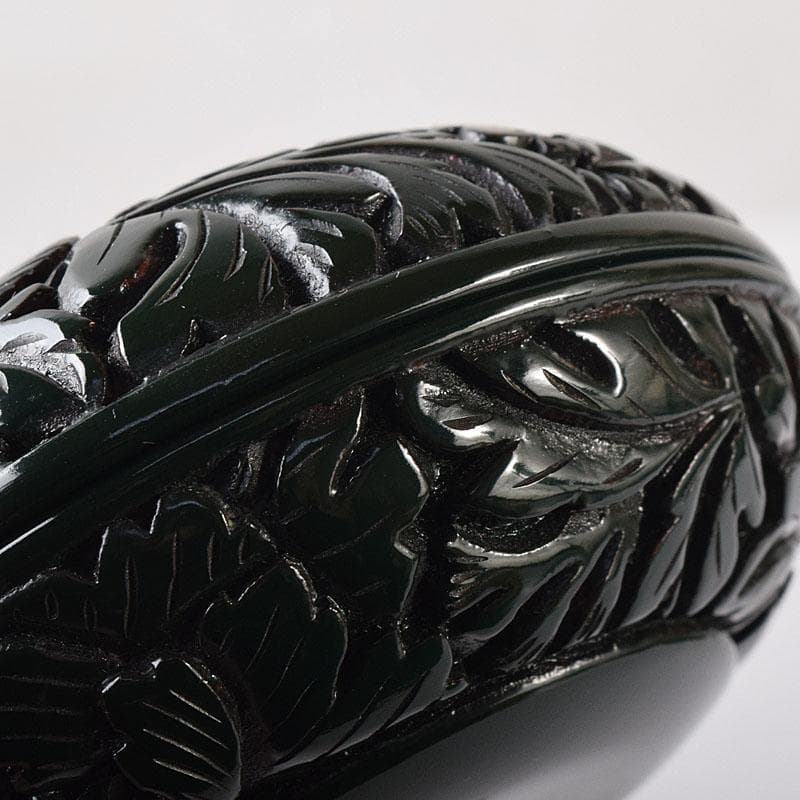 茶道具　村上堆朱　伝統工芸士　三野原晃一作　堆緑　香合　共布共箱　V　8191