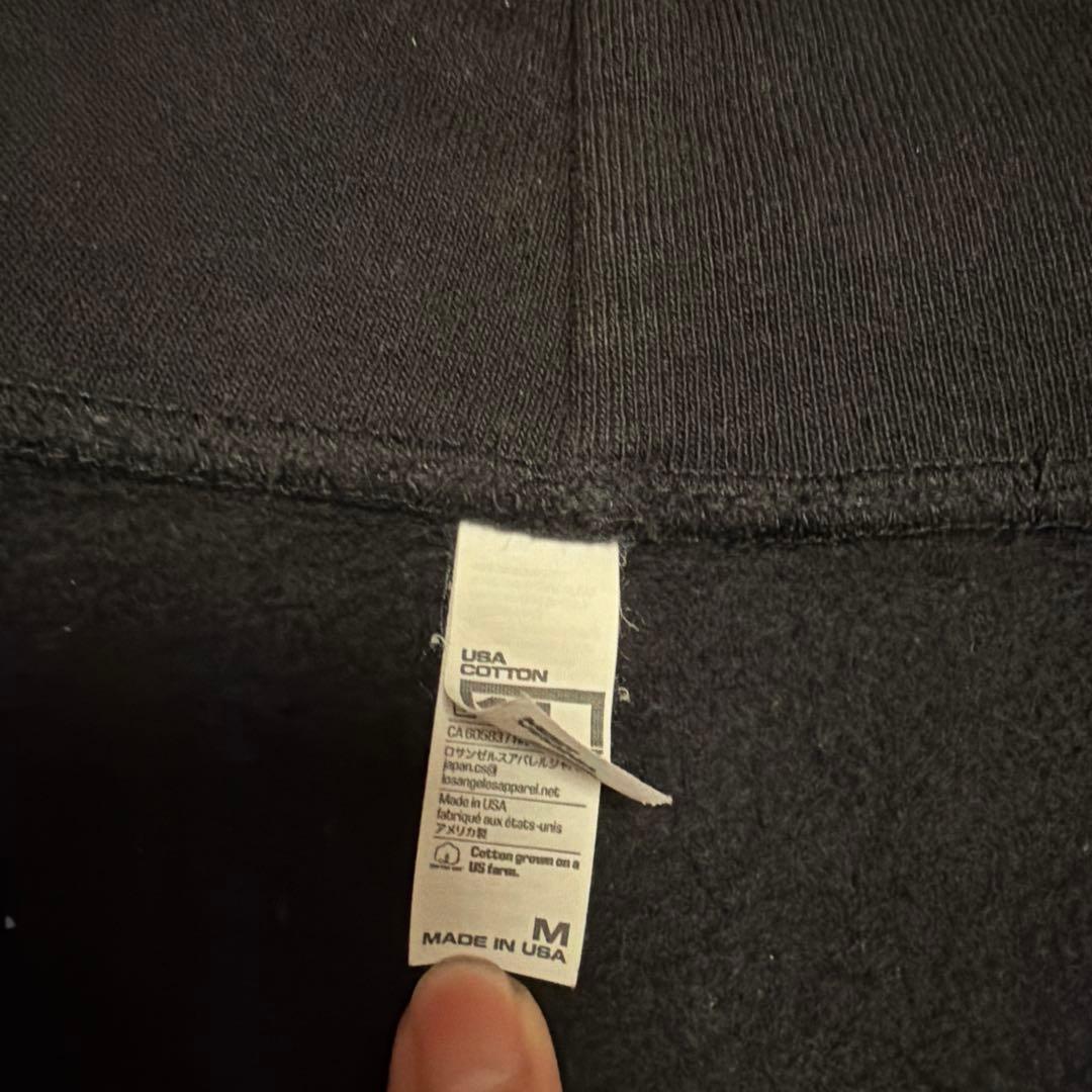 Los Angeles apparel 黒 フルジップ パーカー　肉厚　USA製