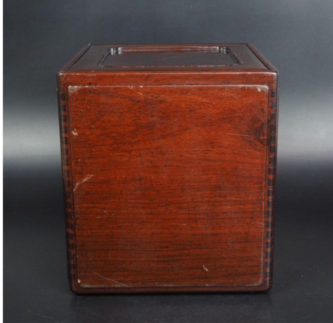 送料無料　時代物　無垢唐木花梨材　書道篆刻印鑑収納箪笥　小物入