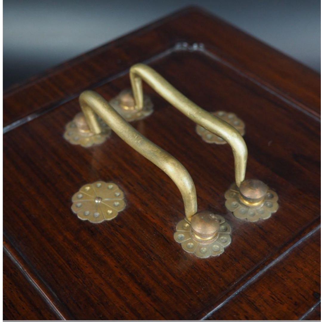 送料無料　時代物　無垢唐木花梨材　書道篆刻印鑑収納箪笥　小物入