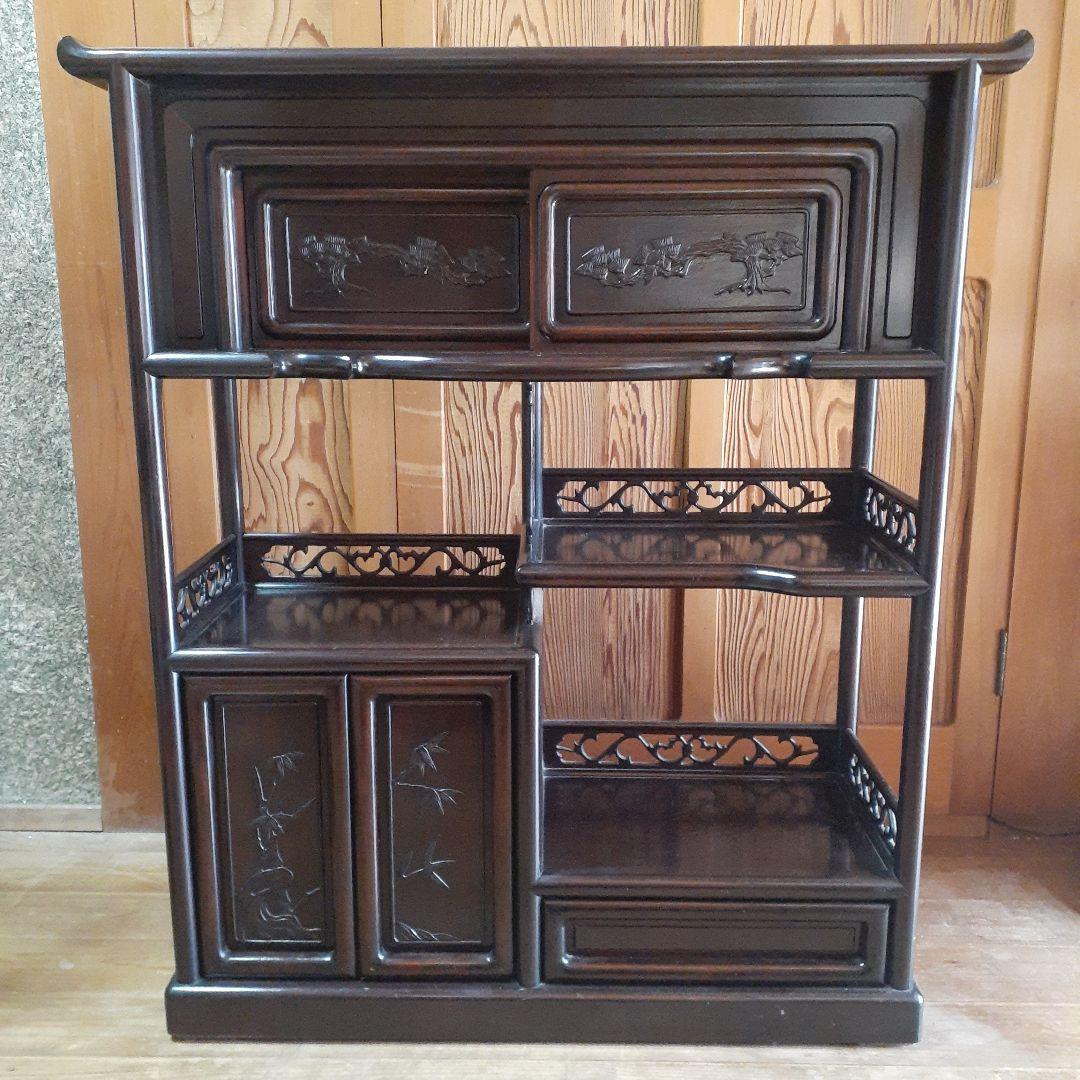 最終価格【長期保管品】茶棚 茶箪笥 昭和レトロ 古家具 飾棚 松竹模様 古民家