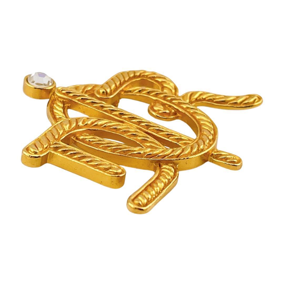 クリスチャンディオール エンブレム ストーン付 ブローチ ヴィンテージ ロープ