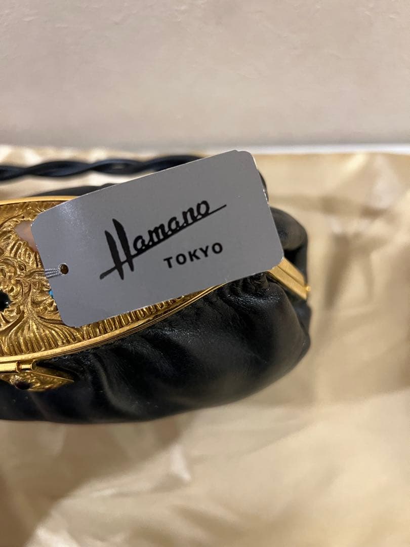 HAMANO ハマノ　濱野　ラムレザー　ハンドバッグ　石付き