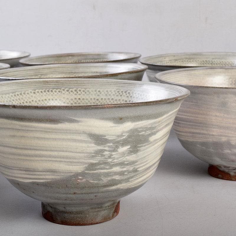 リンゴスパンキー 　京焼　玉欽作　三島手　数茶碗　十客　共箱　8535D