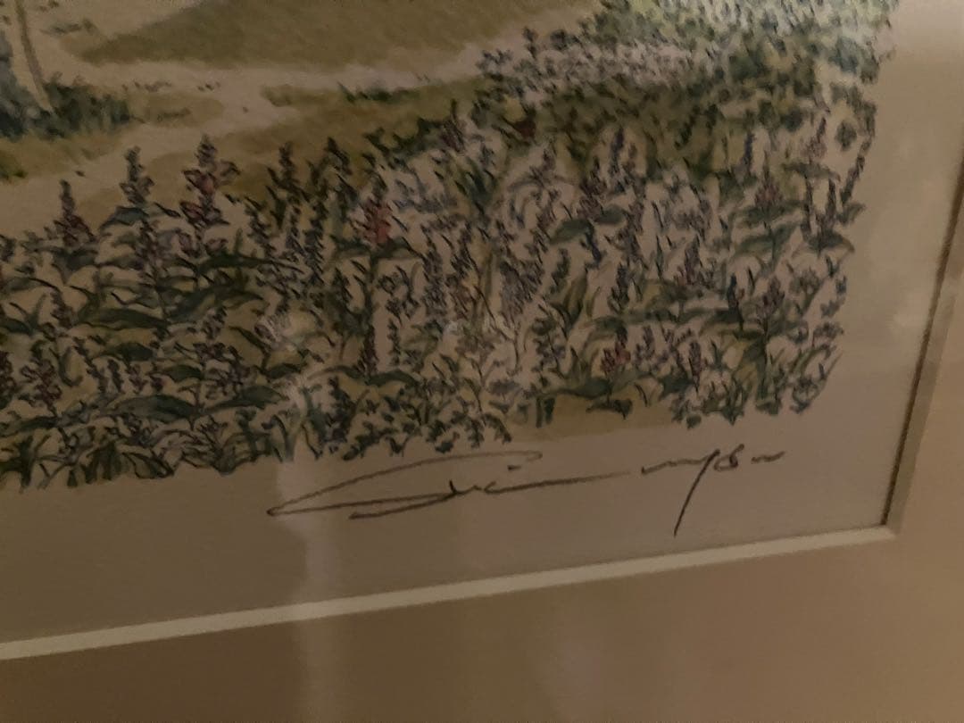 風景 水彩画 木製フレーム　•作家：内田新哉 •作品名：afternoon te