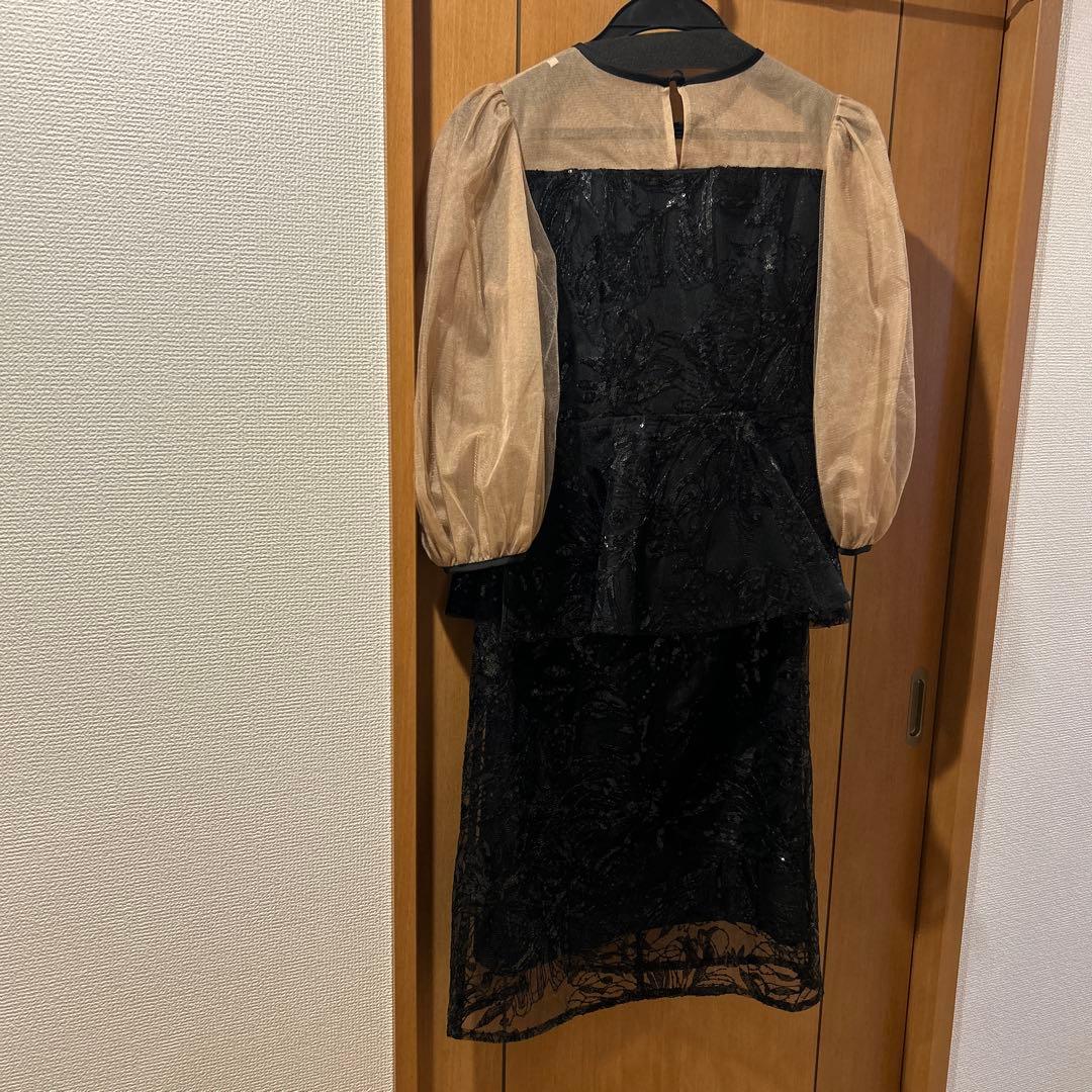 【みくる】LEJA パフスリーブドレス ブラック S パンプスセット