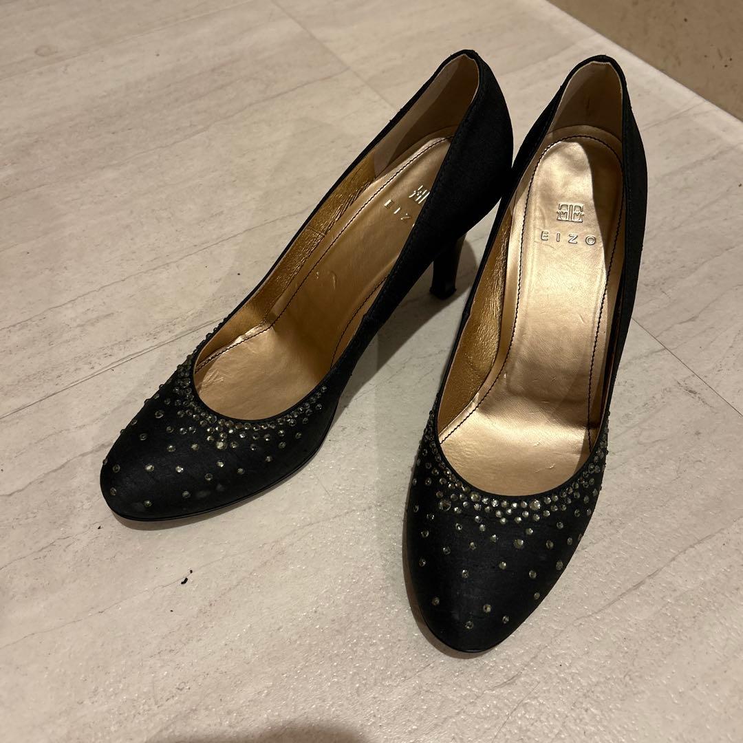 【みくる】LEJA パフスリーブドレス ブラック S パンプスセット