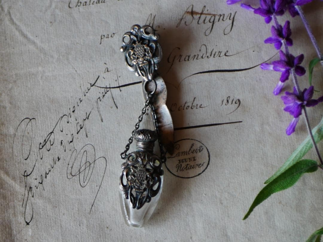 ブルターニュ紋章　シャトレーヌ　香水瓶　フランスアンティーク　アンティーク