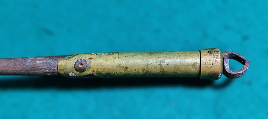 真鍮と鉄製のフック付き棒 　十手　時代物