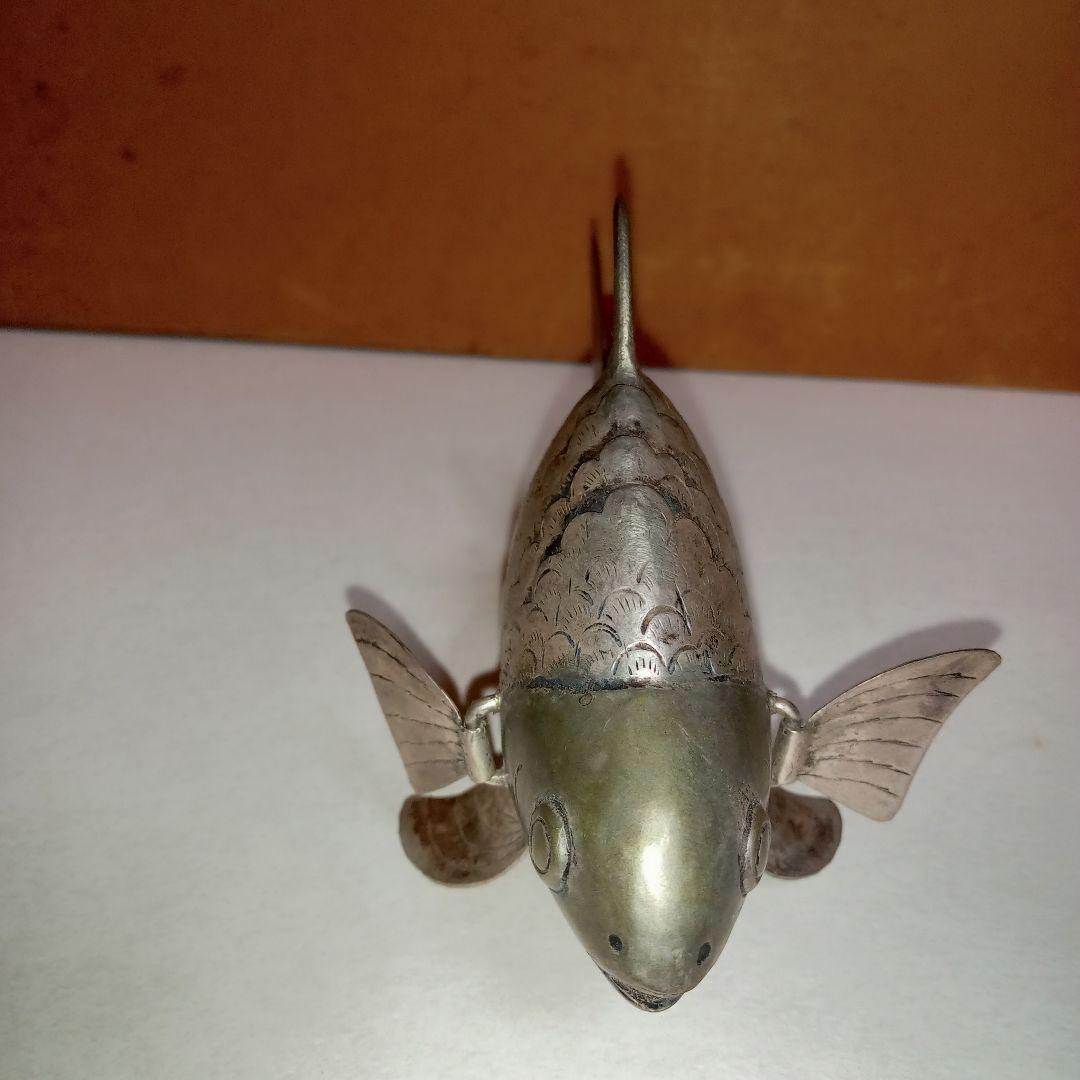 銀製自在置物金工細工　小