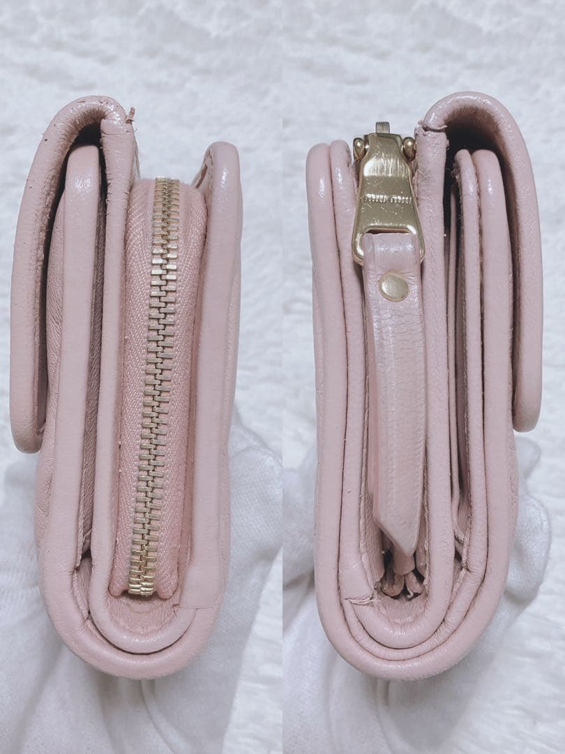 ♡美品♡MIU MIU マテラッセ 三つ折り財布 L字 ファスナー ピンク 金具
