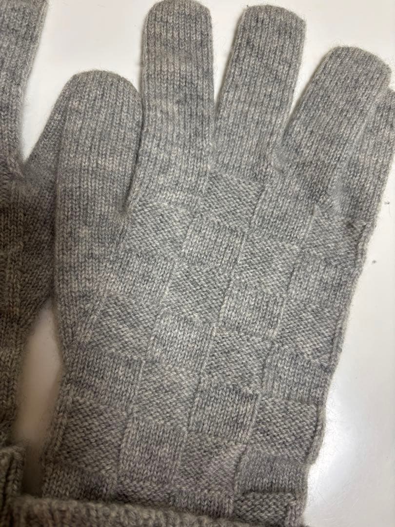 Louis Vuitton グレー手袋 カシミヤ　ロゴ牛革
