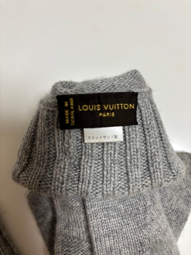 Louis Vuitton グレー手袋 カシミヤ　ロゴ牛革