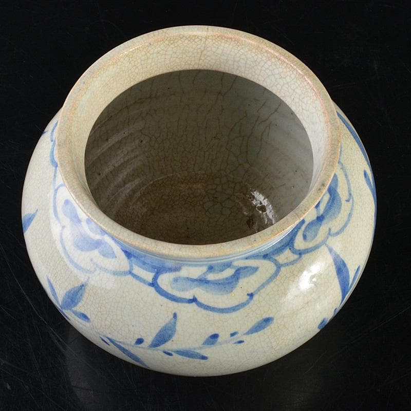 李朝　染付　花卉文　壷　花瓶　C　6288