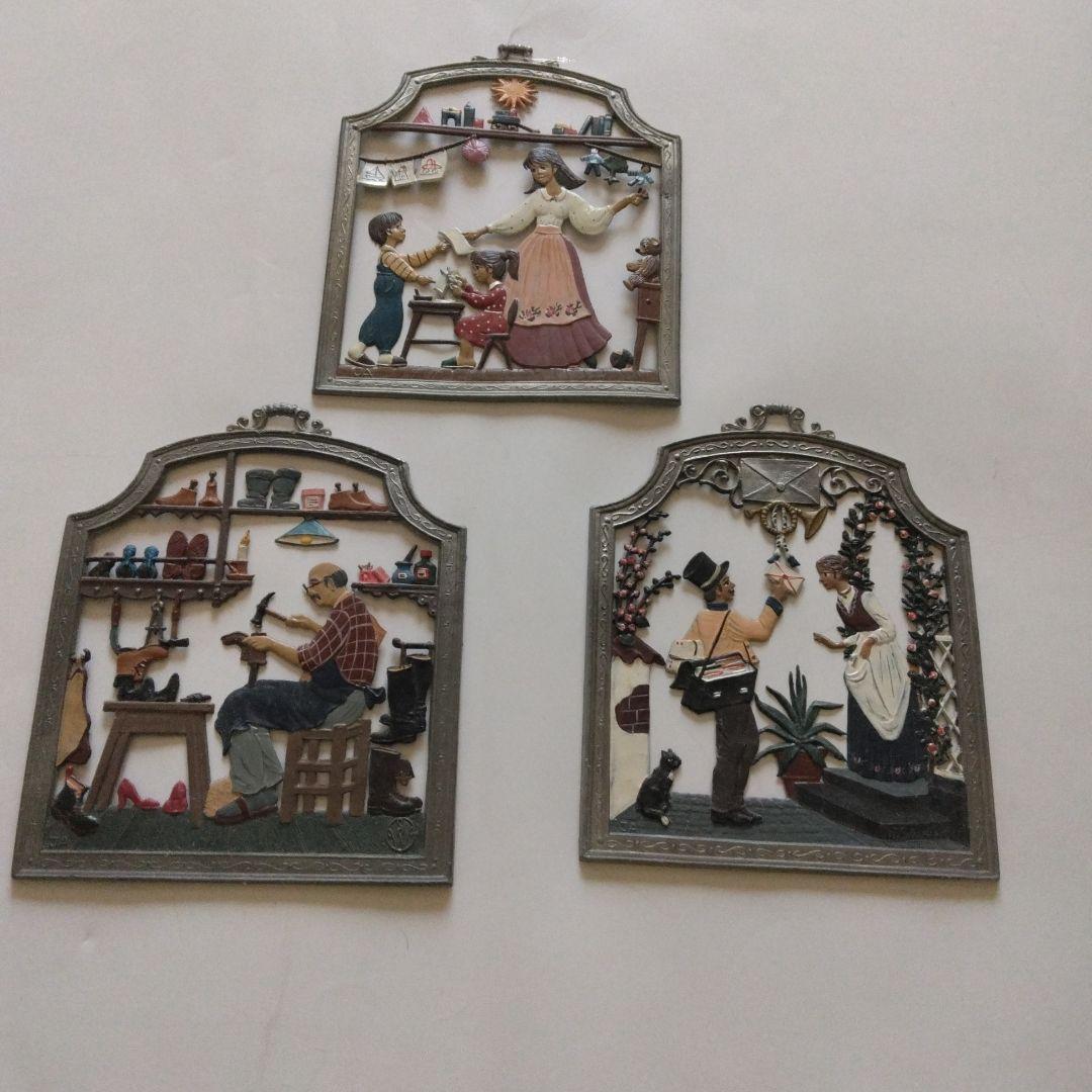 値下げ　美品ヨーロッパで購入　家庭的なシーンのアートパネルセット