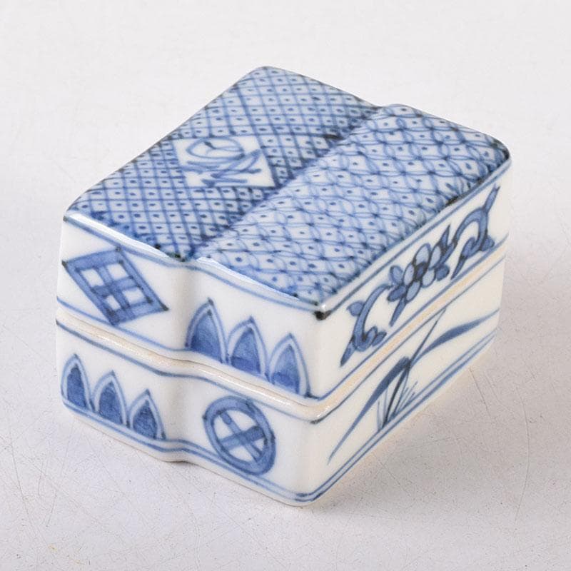 茶道具　京焼　高野昭阿弥造　染付　柚子木香合　共箱　V　8119