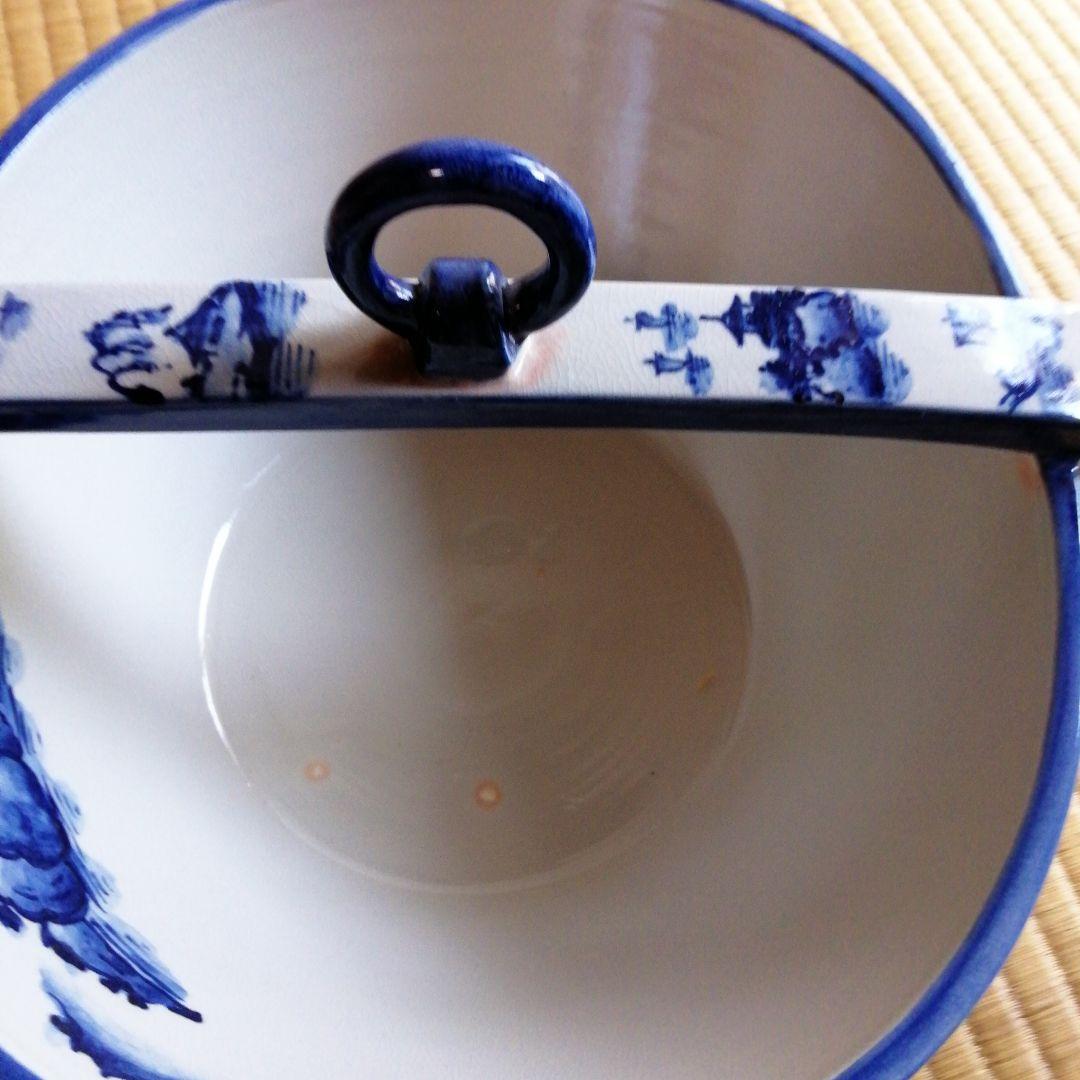 手塚桃峰作　染付山水釣瓶水指