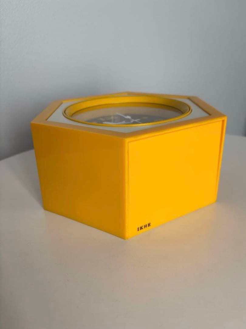 【昭和レトロ】セイコー 置き時計 イエロー 六角形 スペースエイジ 激レア