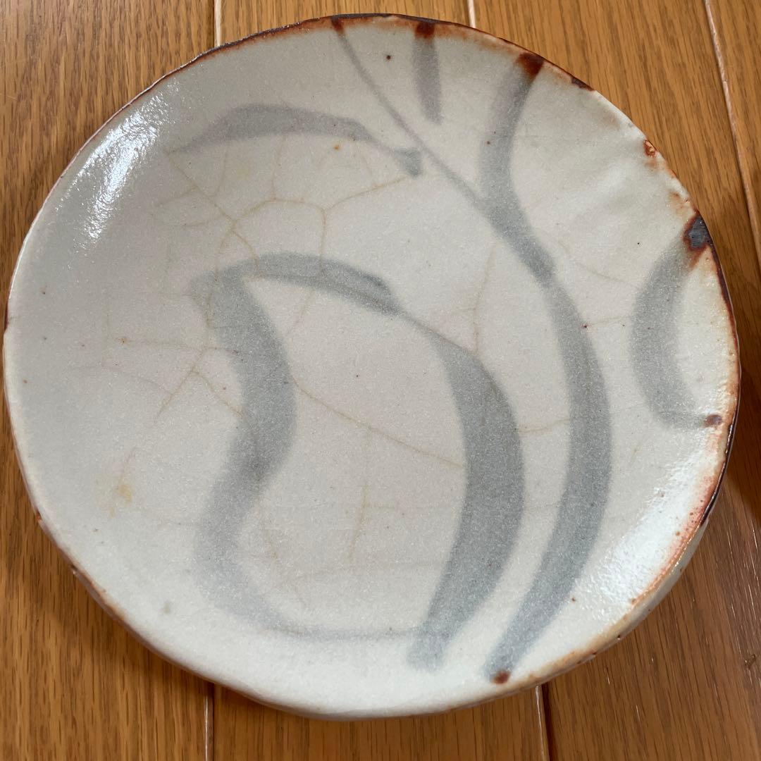 仙山窯 安藤日出武 作 絵志野 平皿 幅約20cm 丸皿約19cm 共箱付