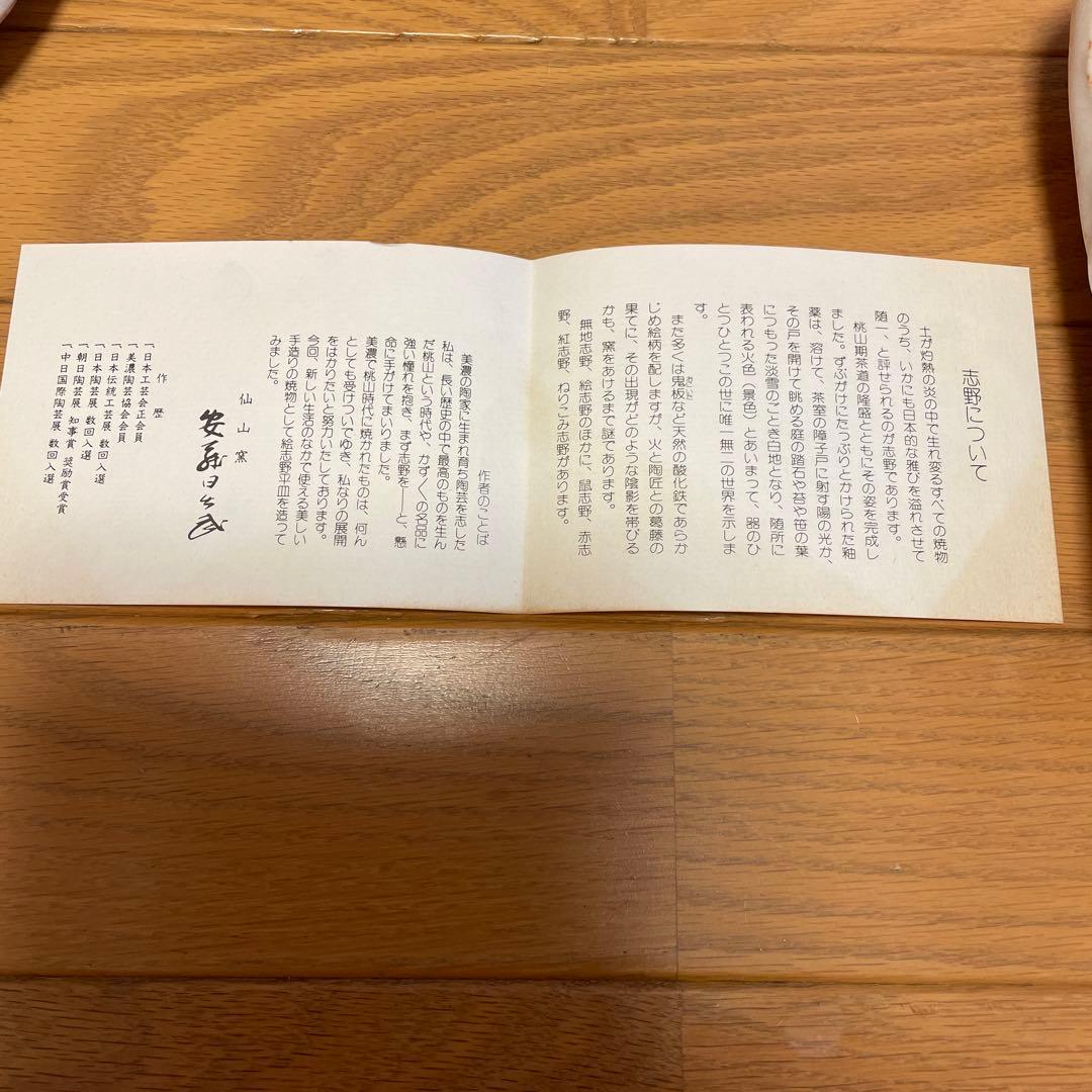 仙山窯 安藤日出武 作 絵志野 平皿 幅約20cm 丸皿約19cm 共箱付