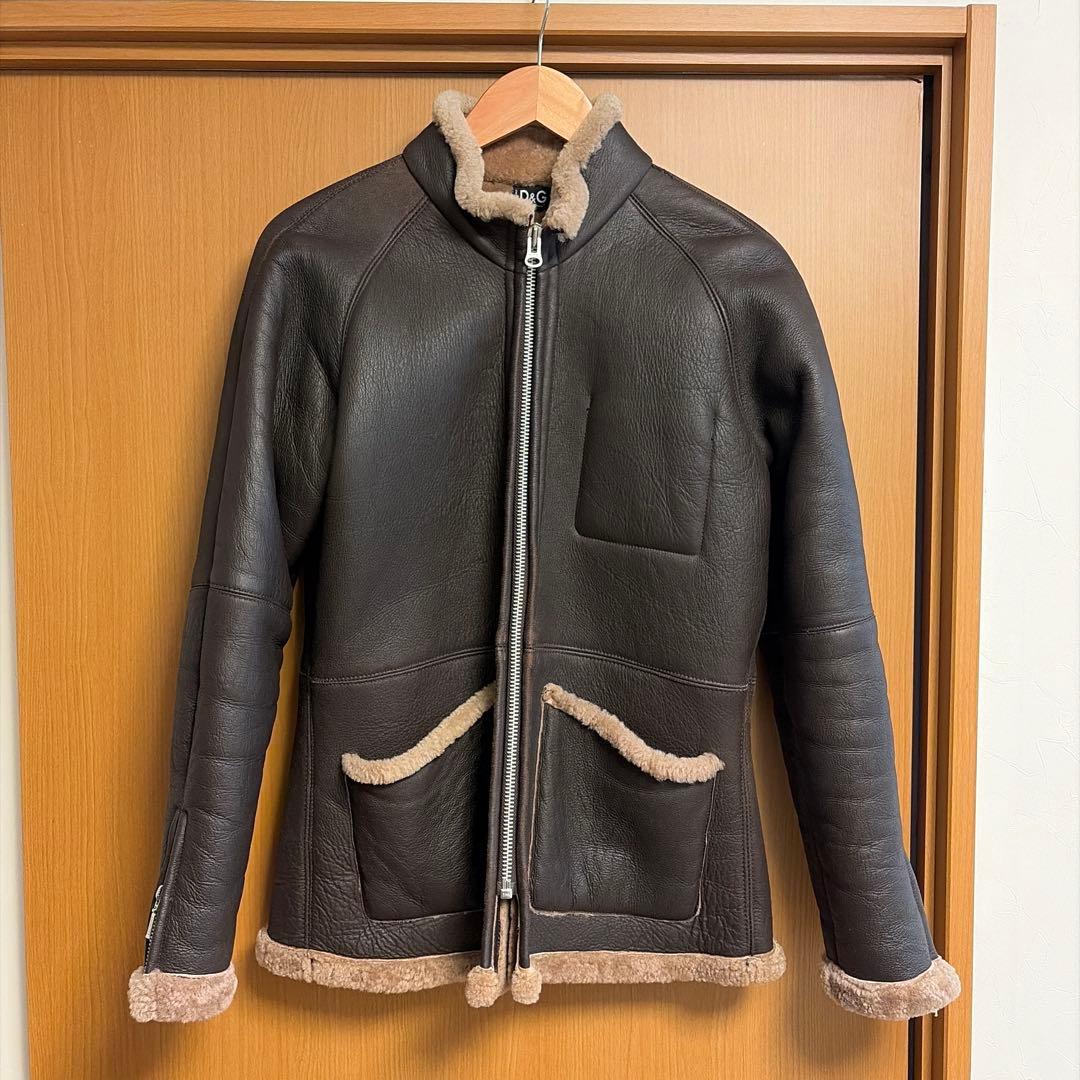 D&Gレザームートンジャケット M ダークブラウン
