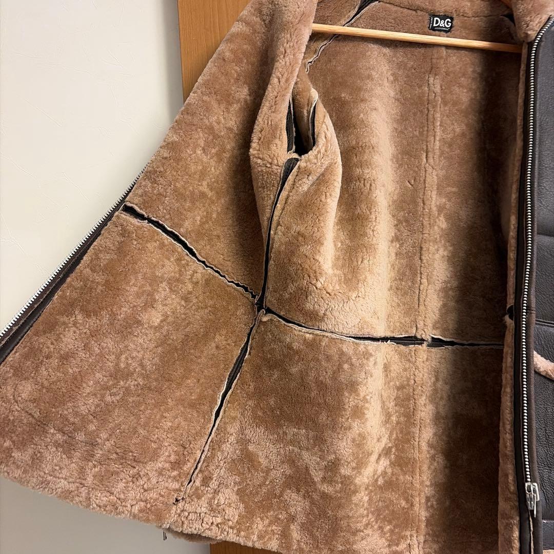 D&Gレザームートンジャケット M ダークブラウン