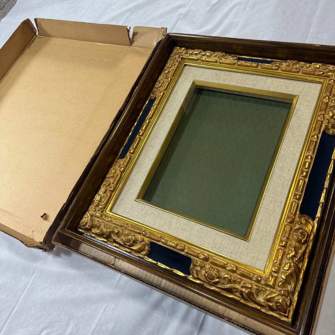 値下済 アンティーク調 豪華装飾 額縁 額 木製 ゴールドフレーム空額インテリア