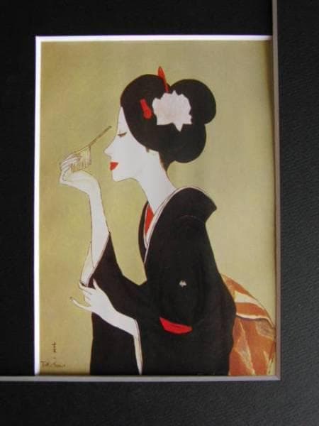 高沢　圭一、かんざし、希少な画集より、新品高級額装付、版上サイン入り