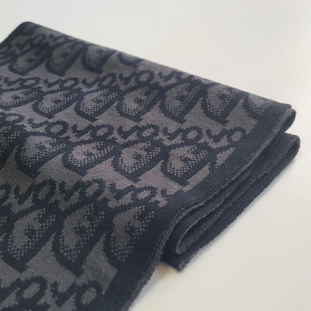 クリスチャンディオール　マフラー　トロッター柄　ウール　ロゴ　ブラック　グレー