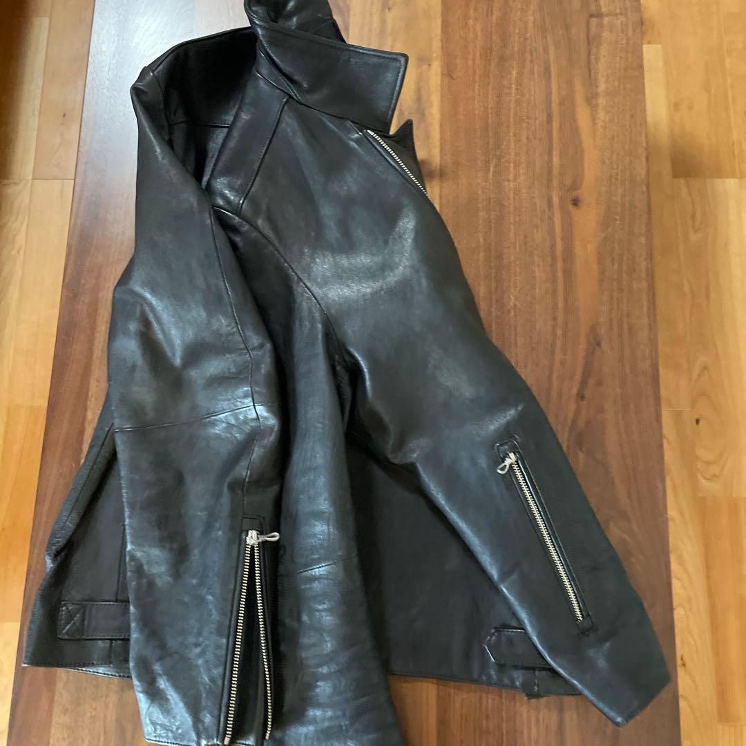 5351 POUR LES HOMMES ラムレザーセミシングルライダース