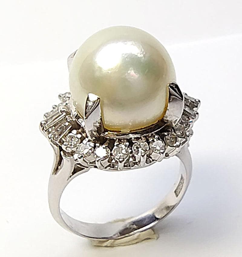 真珠　ダイヤモンド　プラチナ　リング