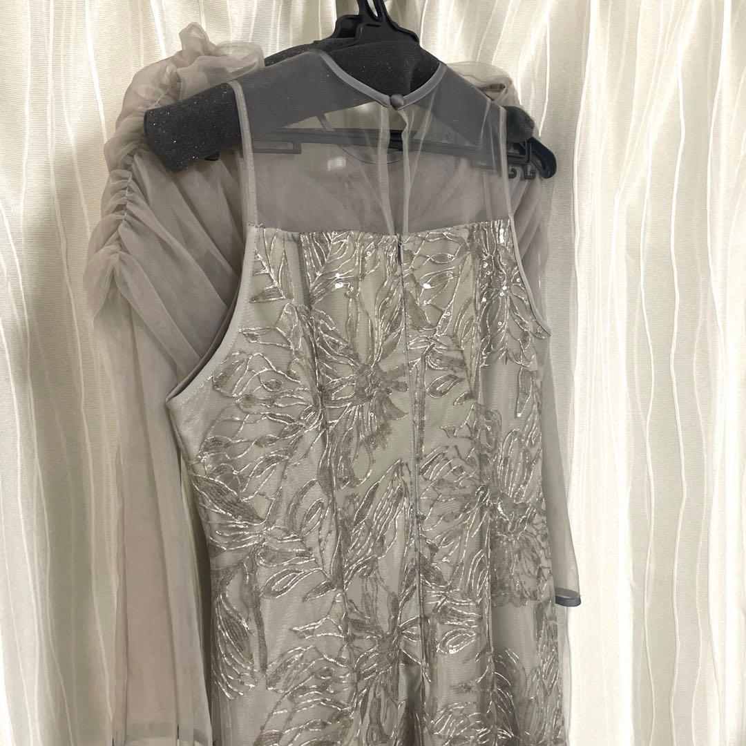 Lejaチュールオフショルダー花柄IラインワンピースドレスM