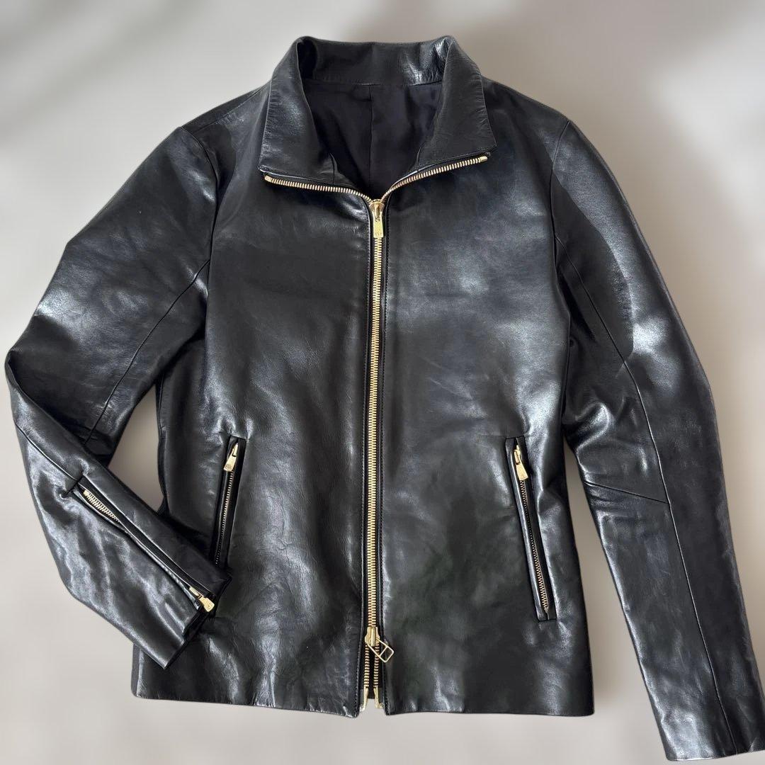 ベルS /N シングルライダースM 黒　ゴールド金具　Wジップ