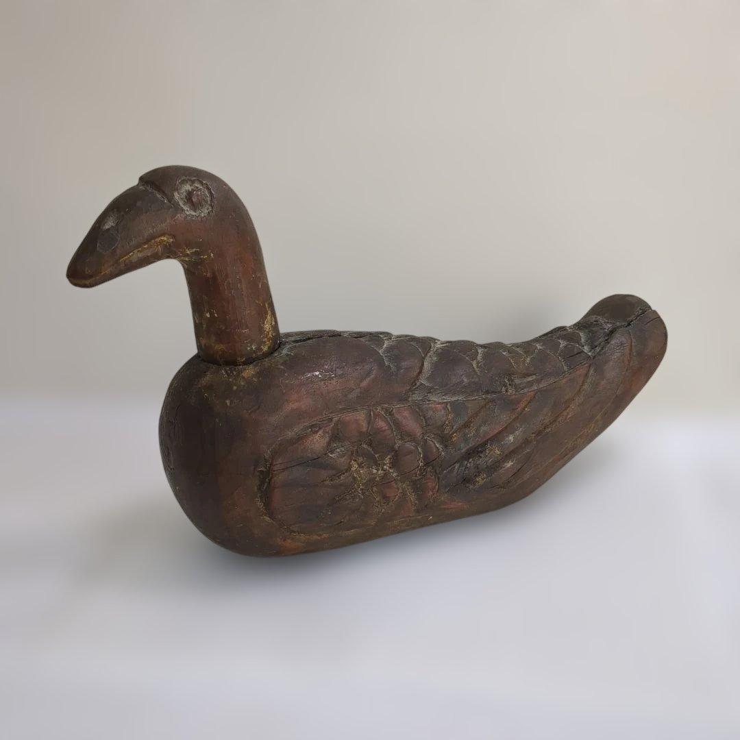 李朝 デコイ 木彫 置物 木雁 朝鮮美術