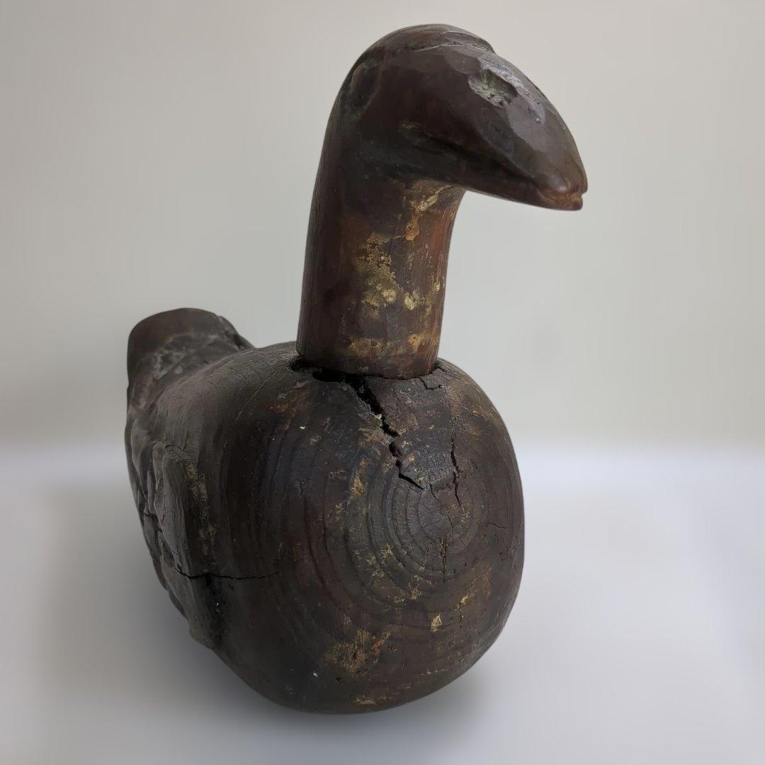 李朝 デコイ 木彫 置物 木雁 朝鮮美術