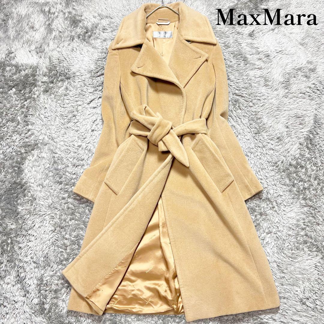 美品 Max Mara マニュエラ ロングコート アンゴラ L相当 キャメル