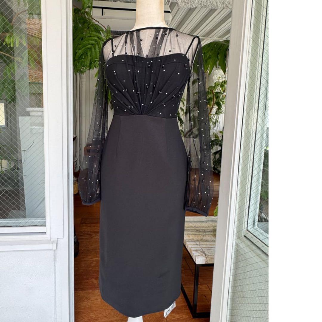 パーティードレス シースルー ブラックドレス M