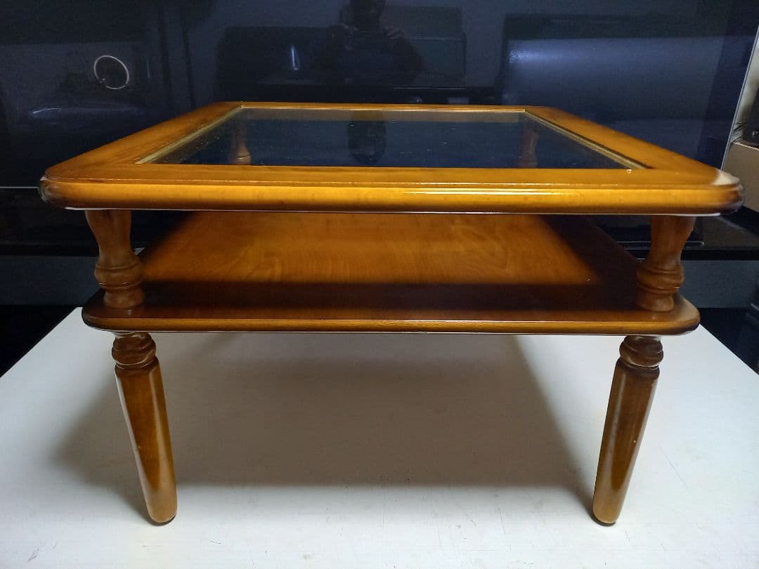 ぴぴ　様売約済　コロニアル　ディスプレイ　ガラス　ウッド　サイドテーブル