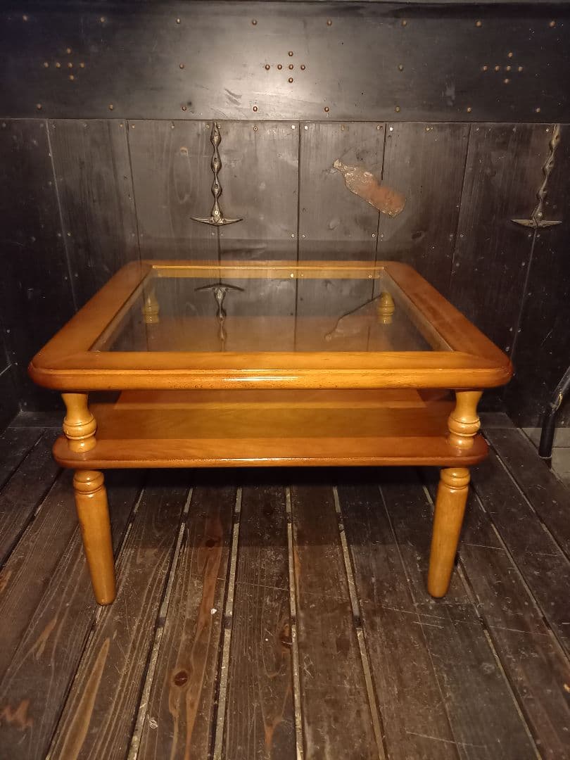 ぴぴ　様売約済　コロニアル　ディスプレイ　ガラス　ウッド　サイドテーブル