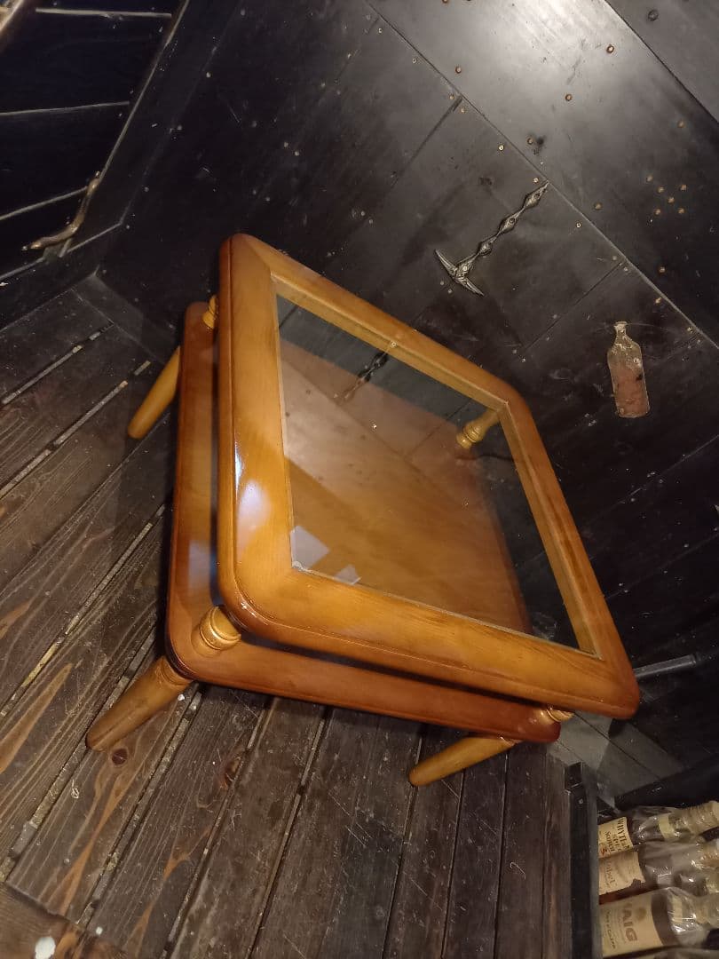 ぴぴ　様売約済　コロニアル　ディスプレイ　ガラス　ウッド　サイドテーブル