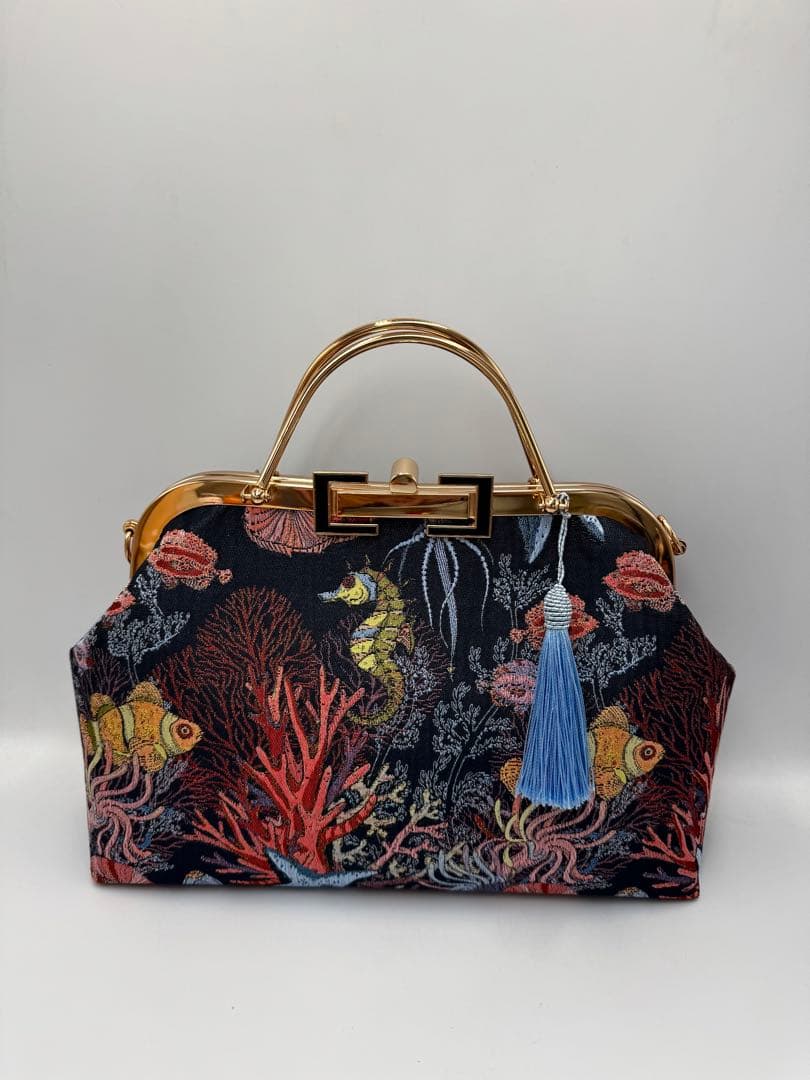 【ハンドメイド】がま口バッグ　海底の世界 2点セット　#506