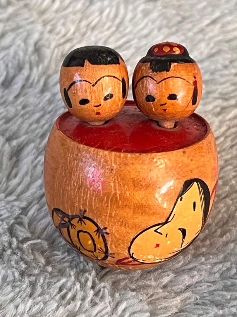 ミニチュアこけし15体　木製　手作り　首振りこけし　最小1センチ　昭和30年代