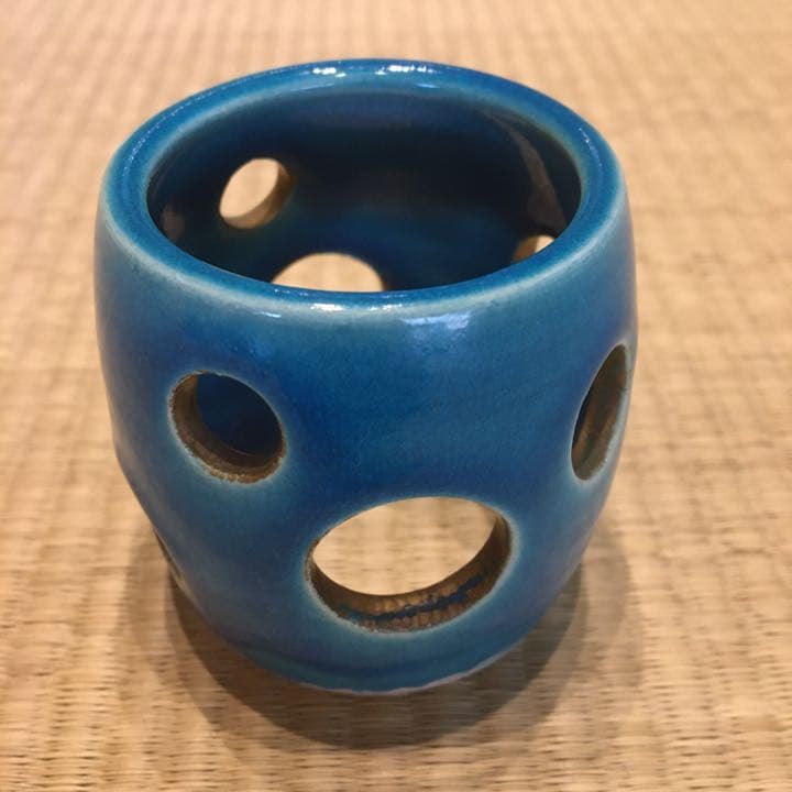 【美品】茶道具・蓋置｜萬古焼・加賀瑞山（土耳古水玉透）